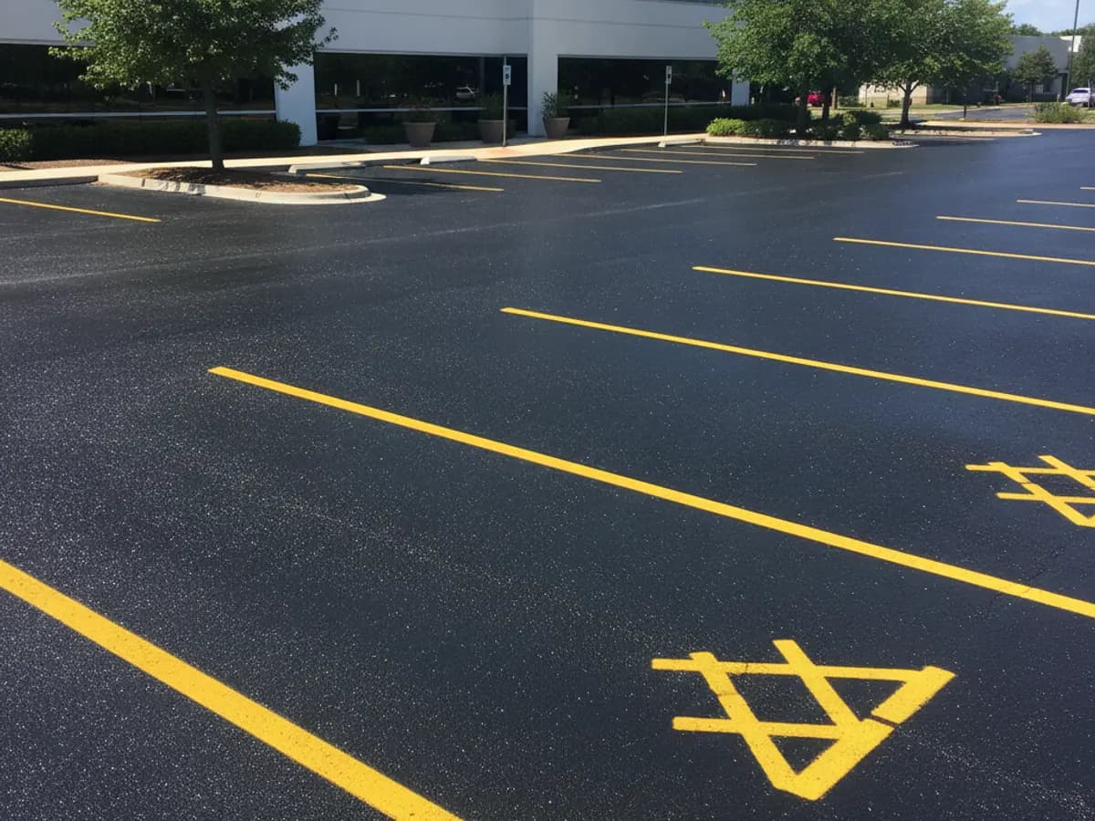A freshly paved residential driveway leading to a well-kept home on a tree-lined street in Newton, MA